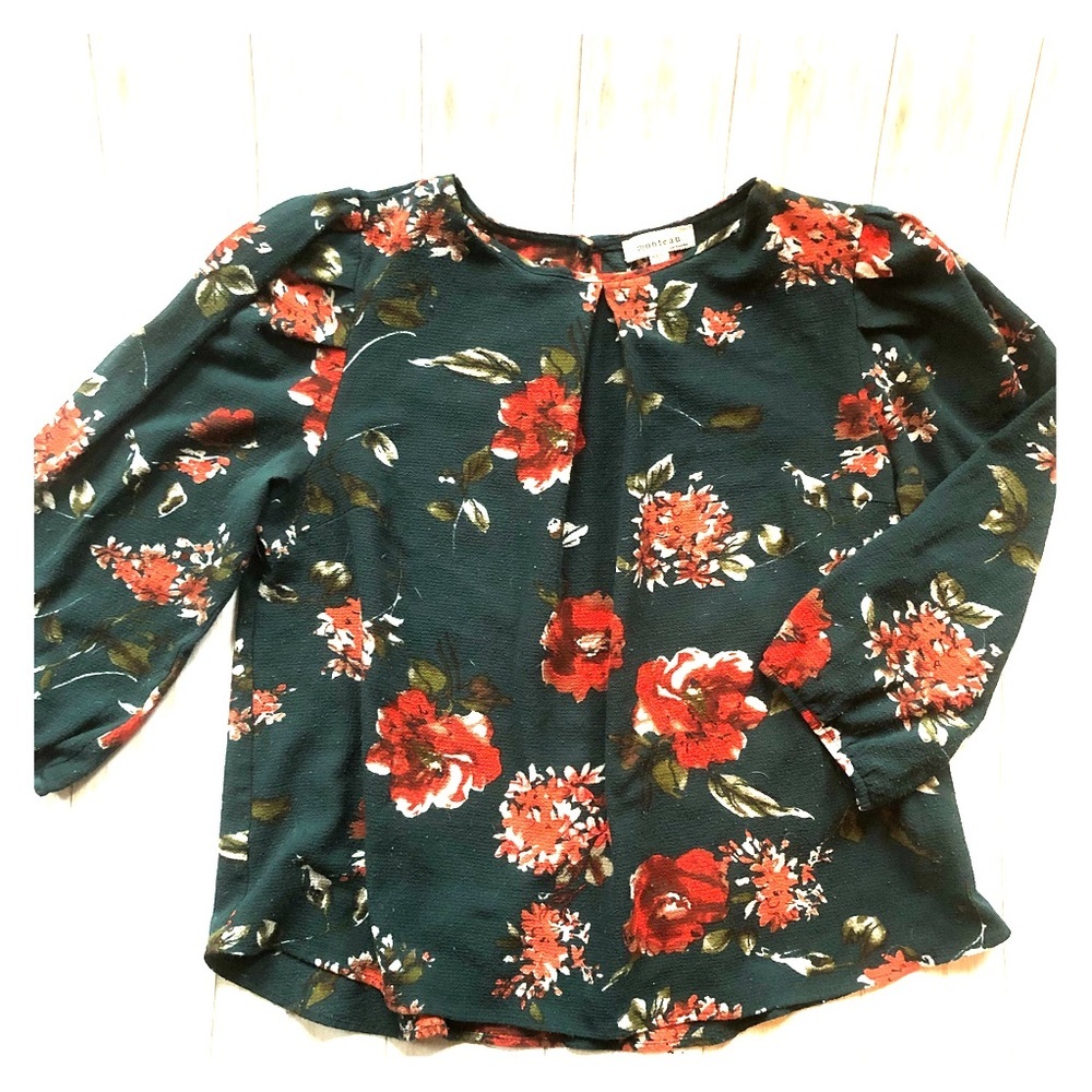 💚Monteau green/red blouse
